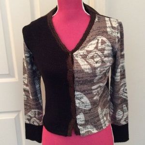 Double U print cardigan